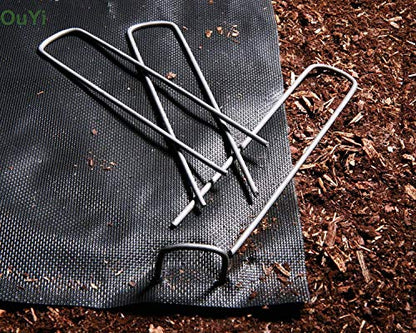 AAGUT Landscape Staples 6 Inch Black Anti-Rust Garden Stakes 11 Gauge - color: Black, size: 6'' x 100Pcs-11Ga