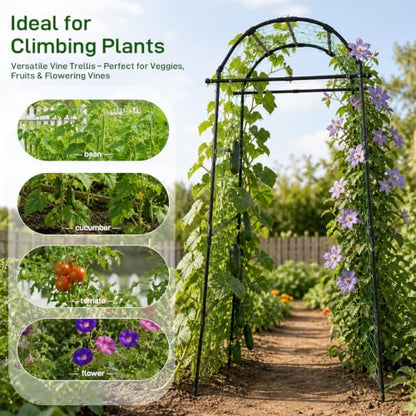 FOLLOOK Garden Arch Trellis for Climbing Plants Outdoor, 6.7ft, Black - size: 31.5" x 31.5" x 78.7"