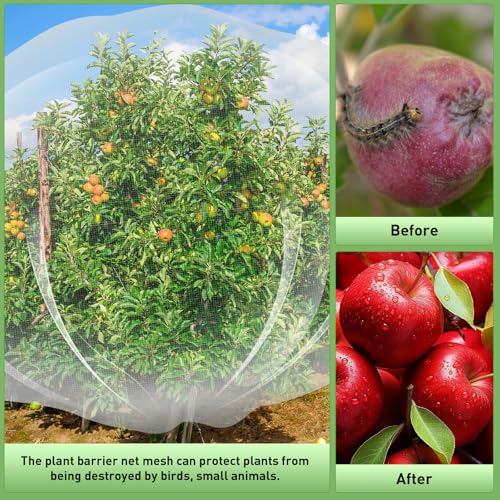 2PCS Large Fruit Tree Netting with Drawstring and Zipper, 8 x 8FT Blueberry Bush Netting Cover, Garden Bird Netting Plant Cover for Protect Plant Fruit Flower from Birds, Bugs, Cicadas, Insects - color: 2pcs-8x8ft