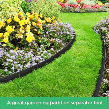 FunFanso 2 in Tall 66FT Landscape Edging Border with 100 Spikes, No Dig Kit - color: Black, size: 2 In x 66 FT