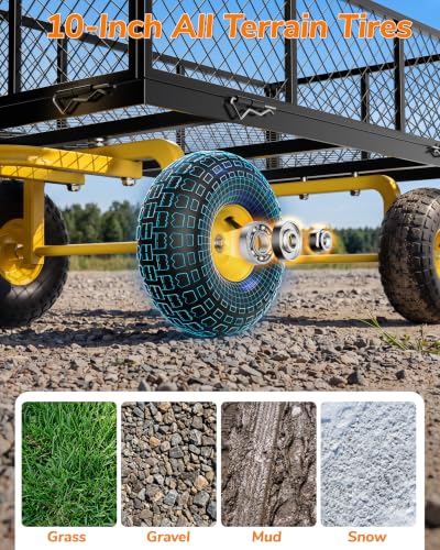 Firstness 900 Lbs Heavy Duty Metal Garden Wagon Cart, Black - color: Black, size: 900 Lbs