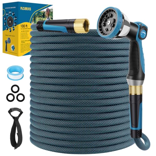 Non-Expandable Garden Hose 100 ft, Lightweight Flexible Anti-Kink - color: Blue, size: 100ft
