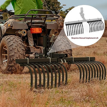 YITAMOTOR ATV/UTV Landscape Rake, Fits for ATV/UTV Manual Implement Lift - style: ATV Landscape Rake Implement