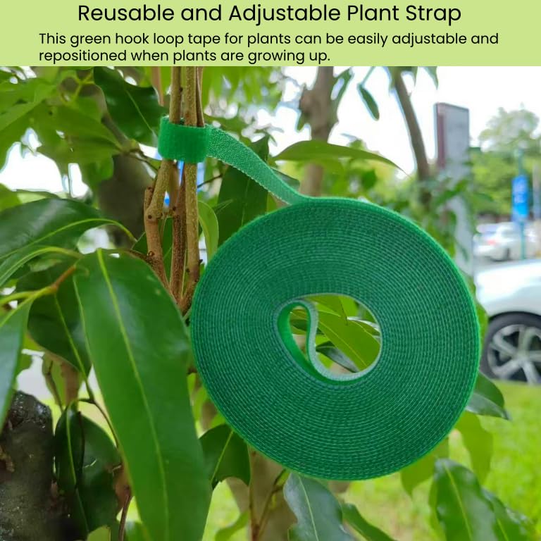 Plant Ties Hook and Loop Garden Tapes 1/2'' Wide Fabric Fastening Tape Double Sided Self Gripping Strap Reusable Adjustable Cable Ties Garden Vines Ties, Soft Plant Tie (1/2 Inch x 32 ft, Green) - size: 1/2 Inch x 32 Feet
