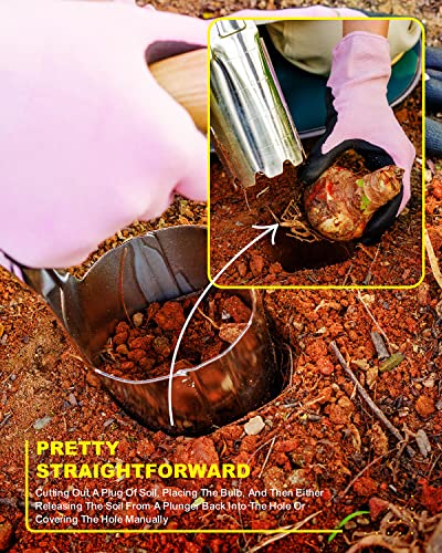 4 Inch Grass Plug Planter, Pro Plugger with Depth Marker & Sharp Teeth - size: 4-inch Bulb Planter