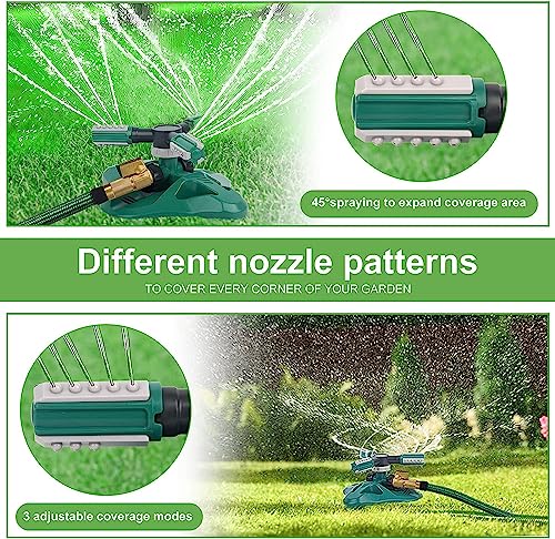 Garden Sprinkler,Upgrade Lawn Sprinklers Automatic 360 Degree Rotating Irrigation System, Garden Hose Sprinkler for Yard/Built in 36 Units Angle Spray Nozzles-1Pack(Green) - color: Green