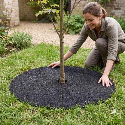 Peryiter 6 Pcs Rubber Mulch Tree Ring Protector Mat Weed Barrier, 36 in - style: 36 Inches