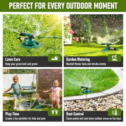 Sprinklers for Yard, Lawn & Garden Sprinkler Automatic 360 Rotating for Large Area Coverage, Grass Water Sprinkler for Kids and Pets Water Fun