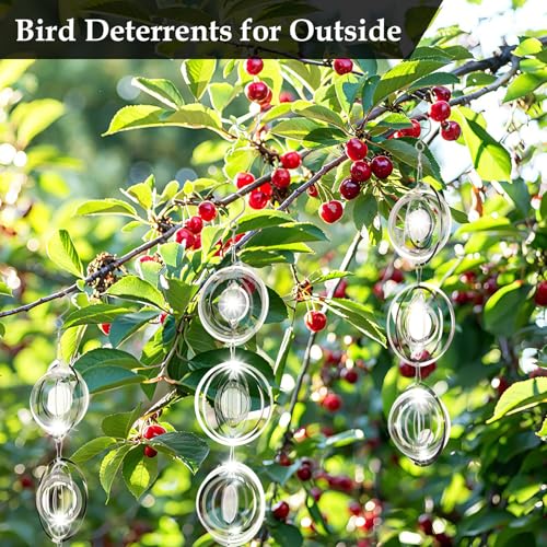 Bird Deterrents for Outside, 9PCS 3D Wind Spinners Outdoor Garden Decor, Bird Reflectors to Keep Birds, Woodpeckers, Pigeons Away from House, Outdoor Garden, Patio and Yard (9pcs-Round) - size: 9pcs-round