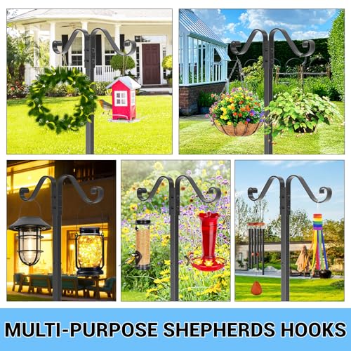 Garden Hose Holder, Freestanding Hose Reel Stand with Shepherd Hook - style: Floral with Shepherds Hooks