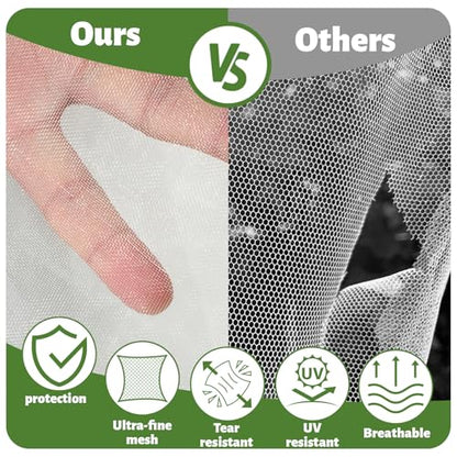 Garden Insect Barrier Net with Drawstring & Zipper - 3.3x3.9ft Reusable Mesh Cover for Dwarf Fruit Trees, Potted Plants, Blueberry Bushes, Protect from Bugs, Birds, Squirrels (2, 40 * 48in)