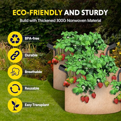 iPower Plant Grow Bag 7 Gallon 6-Pack Heavy Duty Fabric Pots, 300g Thick Nonwoven Fabric Containers Aeration with Nylon Handles, for Planting Vegetables, Fruits, Flowers, Tan 2024 Version - color: Tan, size: 7 Gallon