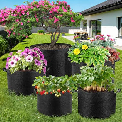 Jorvila 5-Pack 7 Gallon Grow Bags - color: Black, size: 7 Gallon