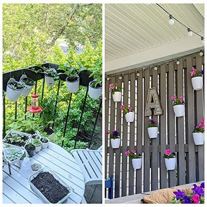 MOUYAT 10 PCS 7 Inch Plastic Wall Mounted Lazy Flower Pots, White Self Watering Hanging Planters with Hooks and Ropes, Water Hanging Plant Pots for Indoor Outdoor Plants - size: 7 Inch 10 PCS