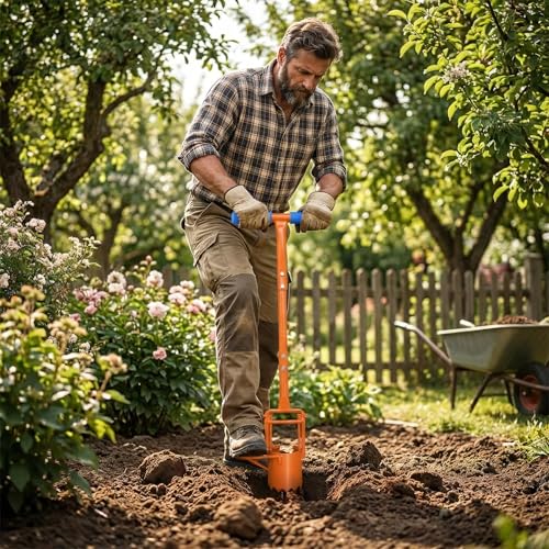Bulb Planter Tool ,long planter | 5-in-1 Lawn bulb Auger for Planting Bulbs & Sod Cutting | for Tulips bulbs, Daffodil bulbs, Iris | Easy Digging Holes | Save Time & Back Strain (Bulb planter-middle)