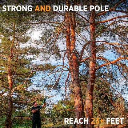 StartPro 23ft Reach Tree Pruning Saw, Telescopic, Manual, Lightweight, 18ft Extendable Pole Saw with Sharp Carbon-Enriched Blade for Efficient Tree Maintenance and High-Reach Branch Cutting.