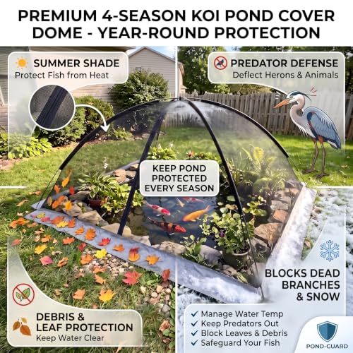 Heavy Duty Nylon Pond Cover Net 13x17 FT - Zippered Dome Mesh - size: 5x7FT