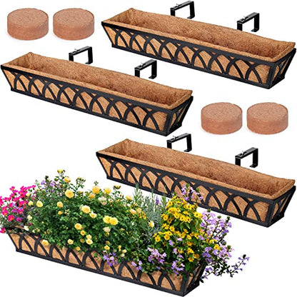 36" Hanging Window Box Basket w/Coco Liner, Black, 4-Pack - color: Black - Set 4, size: 36IN Style A