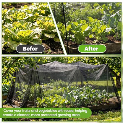 Jevrench 10 x 35 ft Strong PP Garden Netting, Mosquito Net for Patio, Black - size: 10 x 35 ft