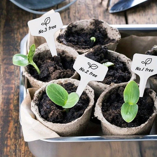 100PCS Reusable PVC Garden Plant Markers, Waterproof T-Shaped Flower Tags, Durable Plastic Labels for Garden, Outdoor Plant Identification, Suitable for Vegetables, Flowers & Succulents (White) - color: White