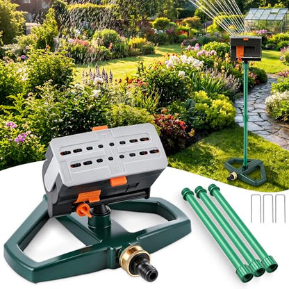 4 Way Adjustable Mini Turbo Oscillating Lawn Sprinkler(Weighted Base) - style: Metal Weighted Base