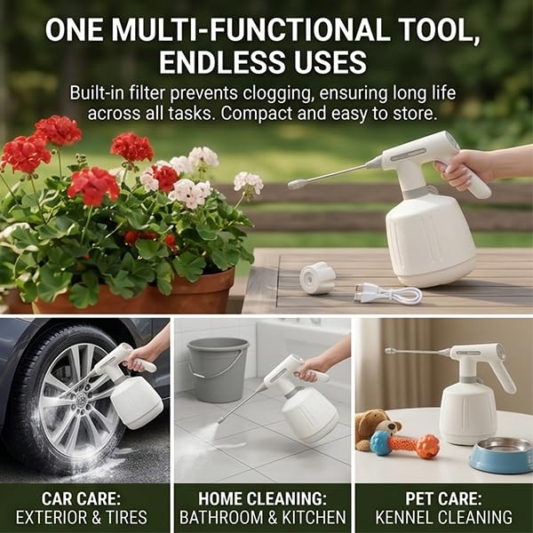 Electric Spray Bottle，2 Spray Modes Removable Wand