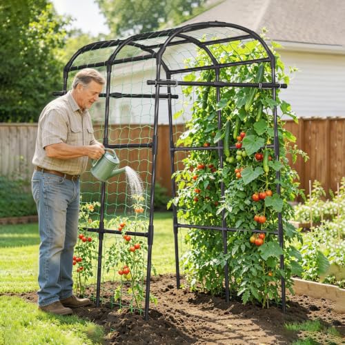Garden Arch Trellis 71×43×83in PE Coated Metal Arbor for Outdoor Vines - size: 71"L x 43"W x 83"H