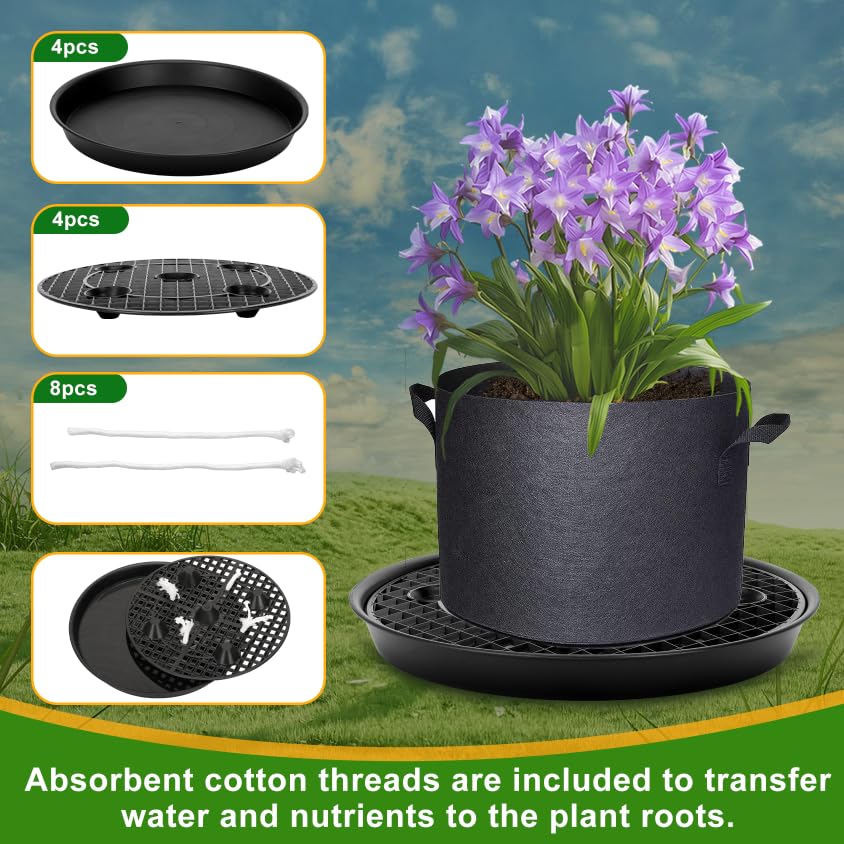Self Watering Fabric Pot Base 14 inch, Auto Pots Fit for 5 Gallon Grow Bags - style: Material Upgrade