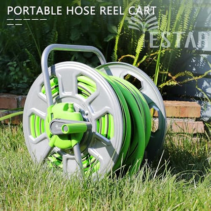 Metal Water Hose Reel Hold 100FT of 5/8" Hose - color: Silver