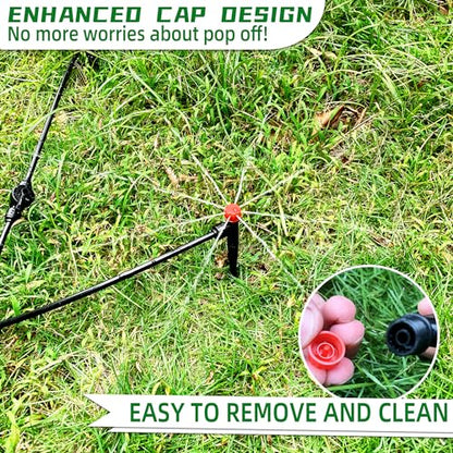 60PCS Push-to-Fit Drip Irrigation Emitters for 1/4 inch Irrigation Tubing, Adjustable 360 Degree Drip Emitter Sprayer with Stake, Irrigation Dripper Sprinklers for Drip Irrigation System - size: 60PCS Drip Irrigation Emitters Sprayer