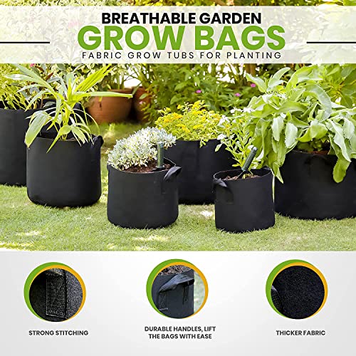 Gardenera Premium Aeration Fabric Pots - 2 Gallon Grow Bags for Vegetables, Flowers, and Plants (Black), Made with Durable and Breathable Fabric Material - Set of 5 - color: 5-pack, size: 2 Gallons