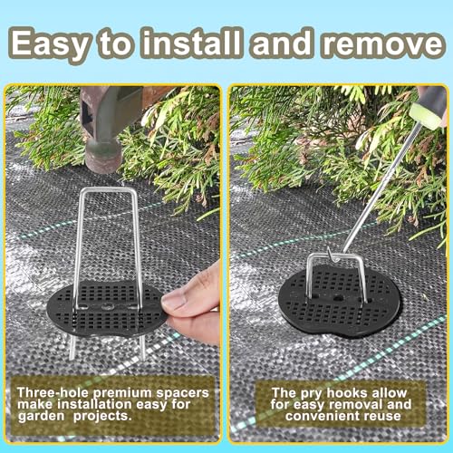 200Pcs Landscape Staple Gaskets, Plastic Garden Stake Washers - color: Black