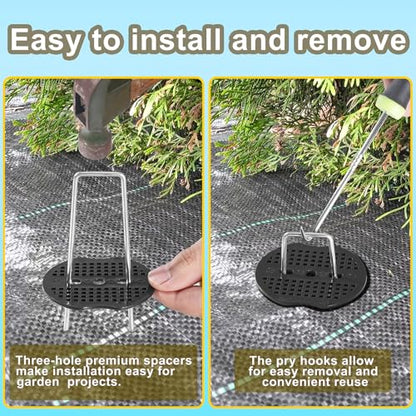 200Pcs Landscape Staple Gaskets, Plastic Garden Stake Washers - color: Black