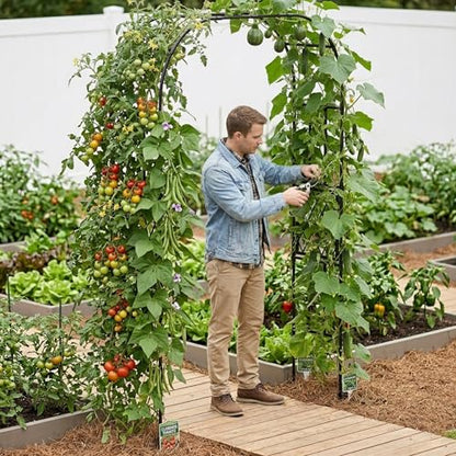 Heavy Duty Garden Arch Trellis,70.9 x 98.4 in, with Lattice - size: 70.9 x 98.4 x 15.4 Inch