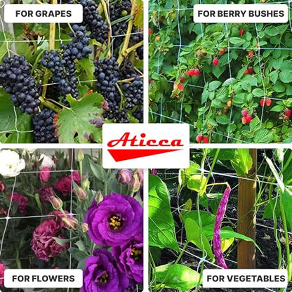 ATICCA 47 in x 328 FT Heavy Duty Plastic Trellis Netting 6-Inch Mesh, White - size: 47 in x 328 ft