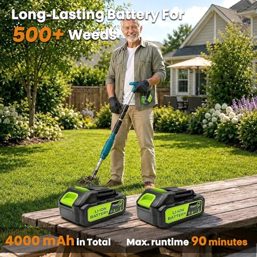 Electric Stand Up Weed Puller Tool with Long Handle, Lightweight & Portable Design, Total 4000 mAh Batteries, Adjustable Garden Weed Remover Tool For Lawn Yard, No Bending Grandpa's Weeder Tool