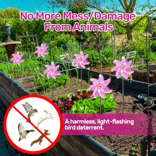 BATTIFE Preassembled Reflective Pinwheels for Yard & Garden, Pink, 10 Pack - color: Pink, size: 10 Pack