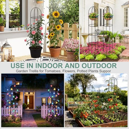 100% Metal Obelisk Garden Trellis 6.6 Feet Tall Sturdy Plant Support - size: 1PC