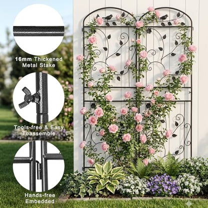 4 Pack Garden Trellis for Climbing Plants, 71 x 20 inch Rustproof Heavy Duty Metal Trellis for Climbing Rose Vine Clematis, Perfect for Premium Patio Decor & Luxury Outdoor Garden Design, Silver Gray