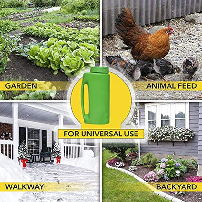 Hand Held Spreader, Fertilizer Salt Spreader, Ice Salt Dispenser with Adjustable Hole Size Cover for Lawns Gardens Walkways (Green) - color: green