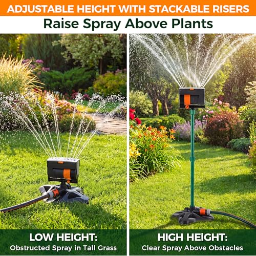 4 Way Adjustable Mini Turbo Oscillating Lawn Sprinkler(Plastic Base) - style: Plastic Widened Base