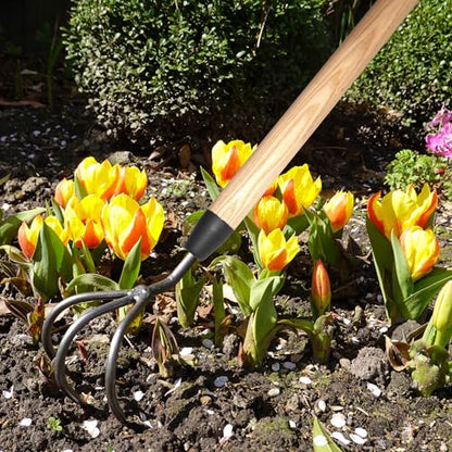 Long Handle 3 Tine Cultivator – 60" Garden Tool for Aeration – Tempered Boron Steel – Ideal for Hard-to-Reach Areas