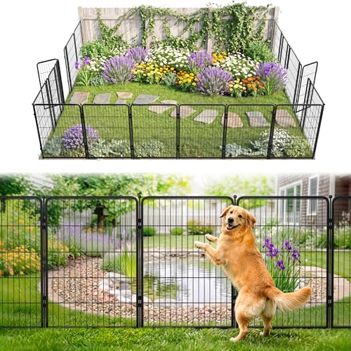 FXW No Dig Garden Fence, Outdoor for Yard, 40in(H) x 36.4ft(L), 16 Panels - color: Black, size: 40"H