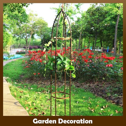100% Metal Garden Obelisk Trellis Heavy Duty 6.3 ft Tall for Climbing Vines - color: Bronze, size: Large