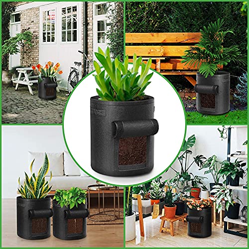 12 Pack 10 Gallon Potato Grow Bags, Heavy Duty Nonwoven Fabric Garden Planting Bag Plant Container with Flap and Handles, Aeration Fabric Pots for Growing Vegetable, Fruits and Flowers