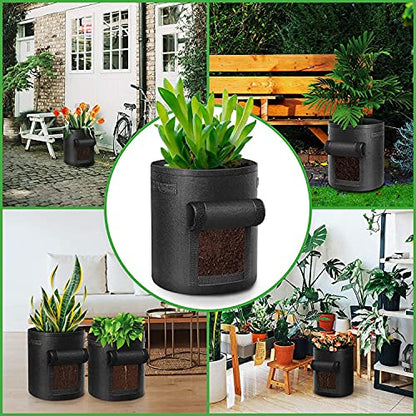 12 Pack 10 Gallon Potato Grow Bags, Heavy Duty Nonwoven Fabric Garden Planting Bag Plant Container with Flap and Handles, Aeration Fabric Pots for Growing Vegetable, Fruits and Flowers
