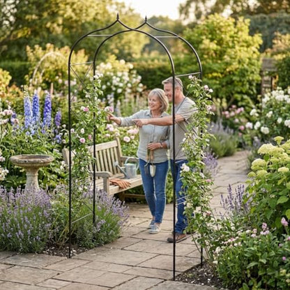 Metal Garden Arbors 8Ft Thickened Arch Trellis for Climbing Plants - color: Arch X Brace