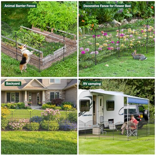 No Dig Garden Fence Panels, Dog Fence Outdoor for Yard, 12 Pack - size: 40in(H) x 29ft(L)