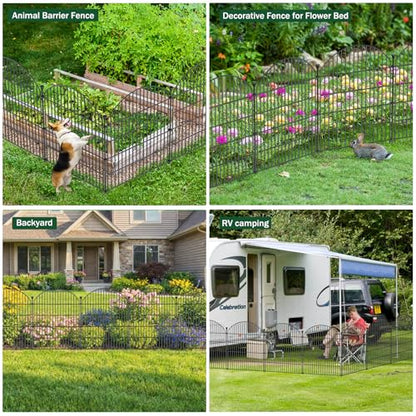 No Dig Garden Fence Panels, Dog Fence Outdoor for Yard, 12 Pack - size: 48in(H) x 29ft(L)
