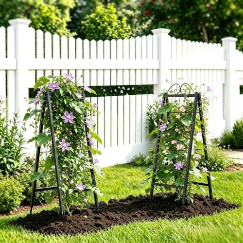 Zhongma 2 Pack Metal Garden A-Frame Trellises Heavy Duty Plant Support - size: 16" x 52.5"H A-Frame 2 Pack